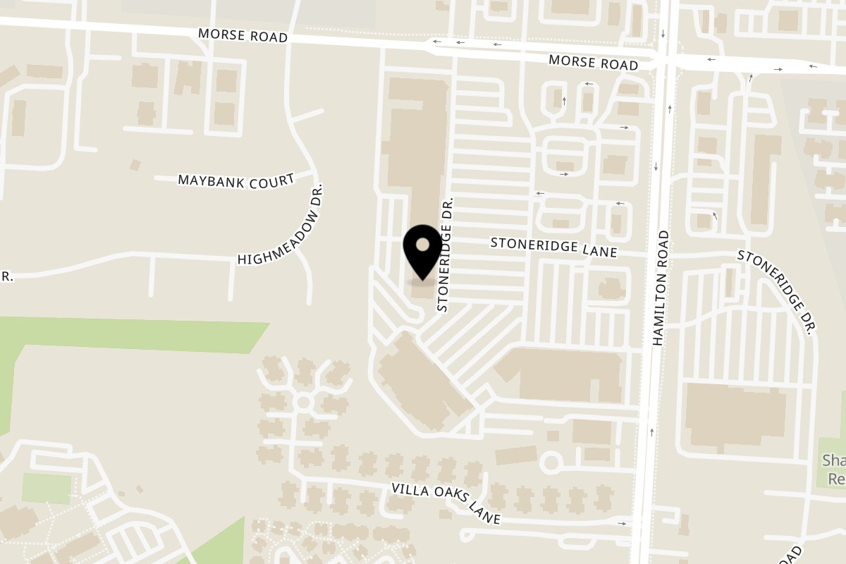 Map showing the location of Dosa Kitchen on 1307 Stoneridge Drive in Gahanna